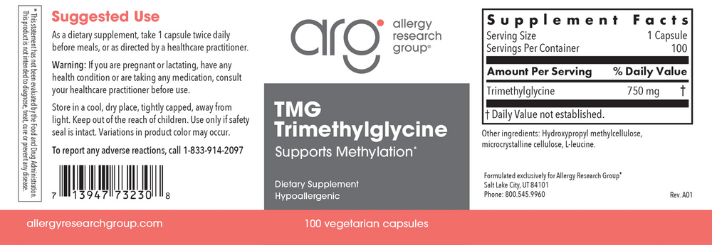 Allergy Research Group TMG 750mg — view 2