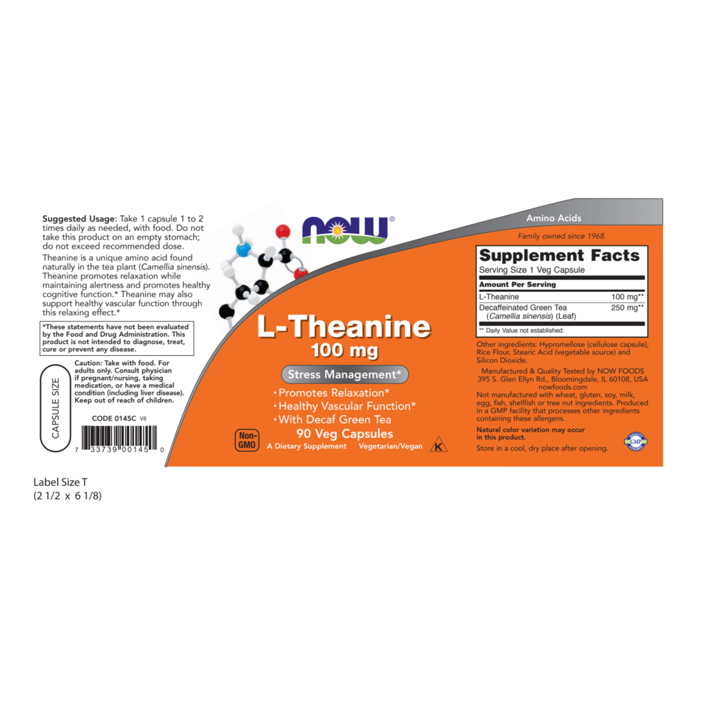 NOW Foods L-Theanine 100mg — view 2