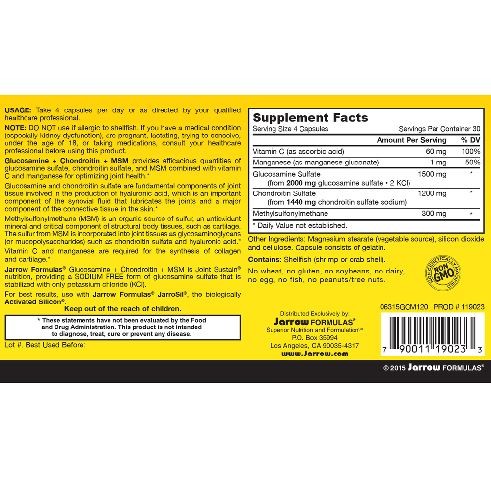 Jarrow Formulas Glucosamine + Chondroitin + MSM — view 2