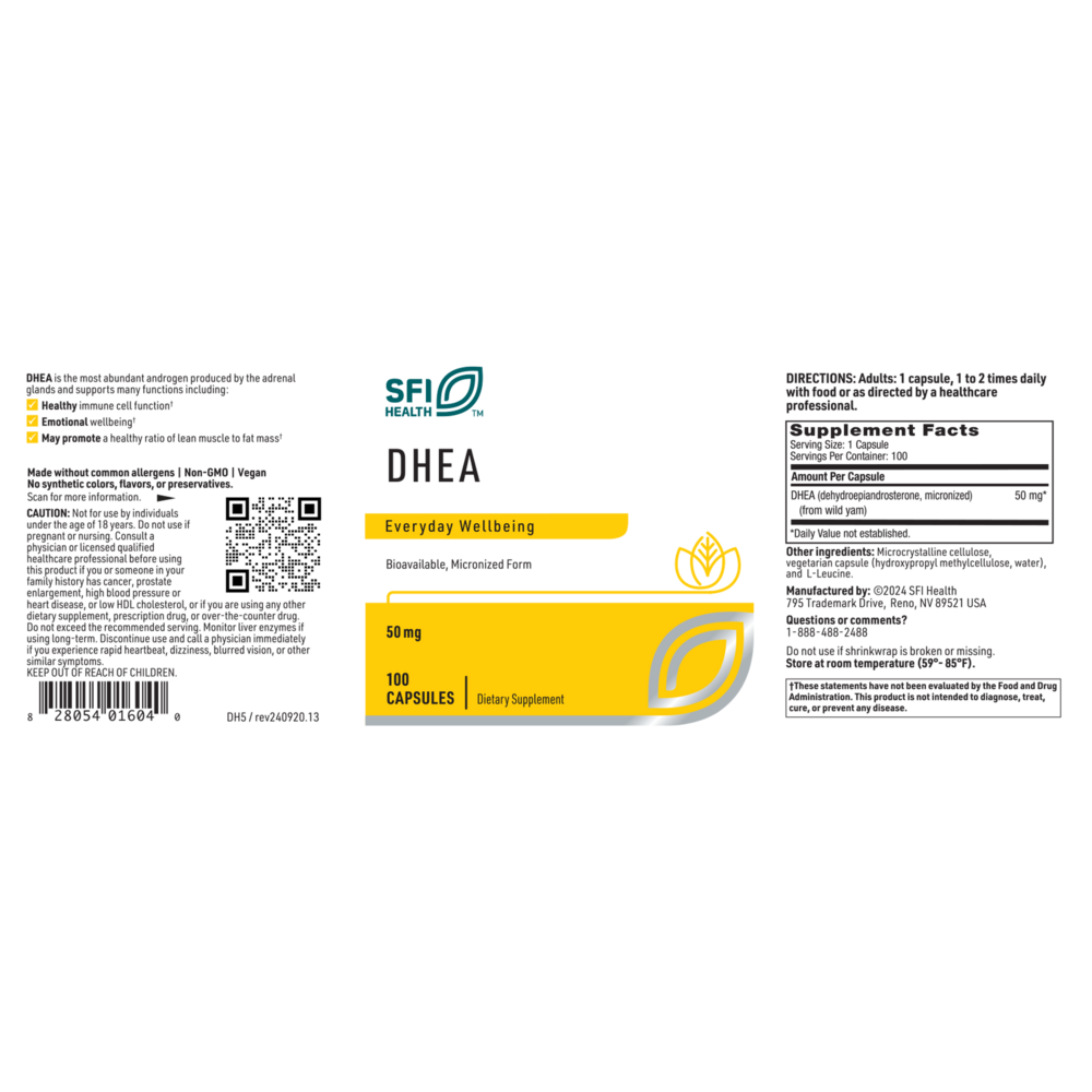 Klaire Labs/SFI Health DHEA 50mg — view 2