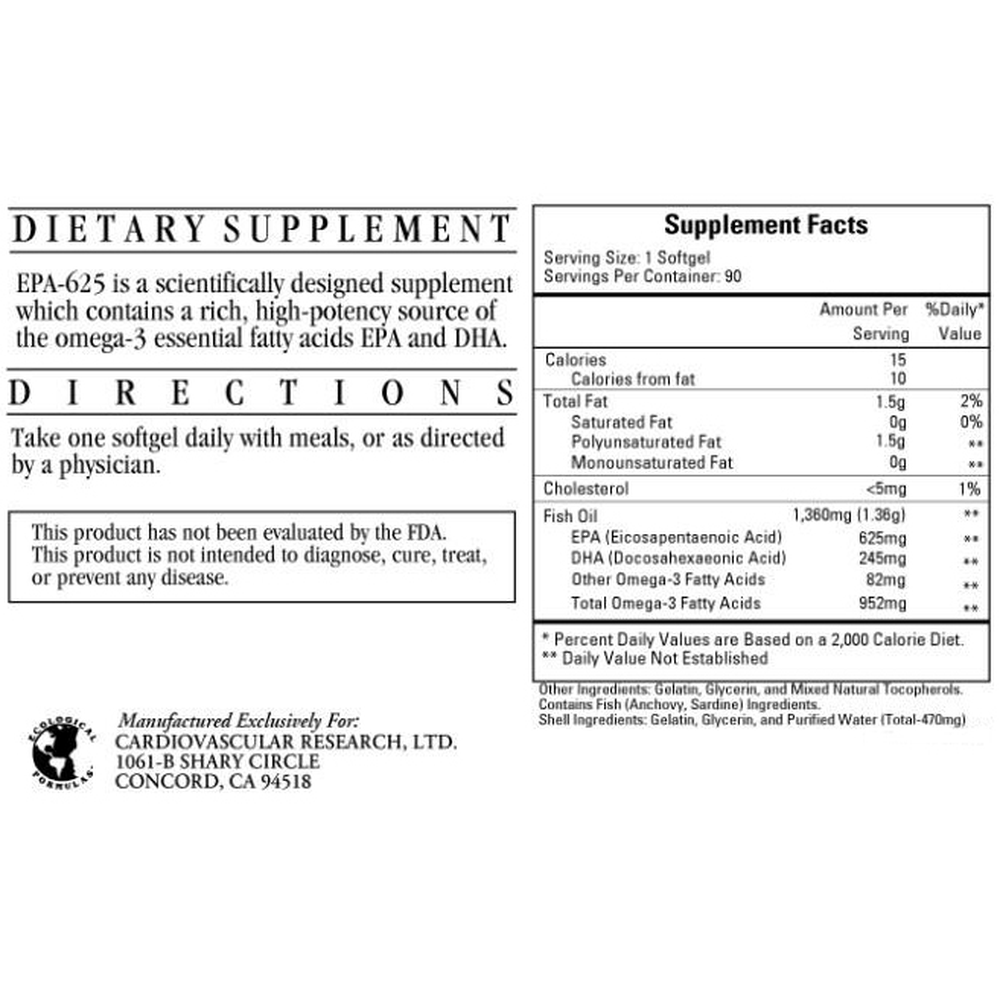 Ecological Formulas/Cardiovascular Research EPA-625 DHA-245 — view 2
