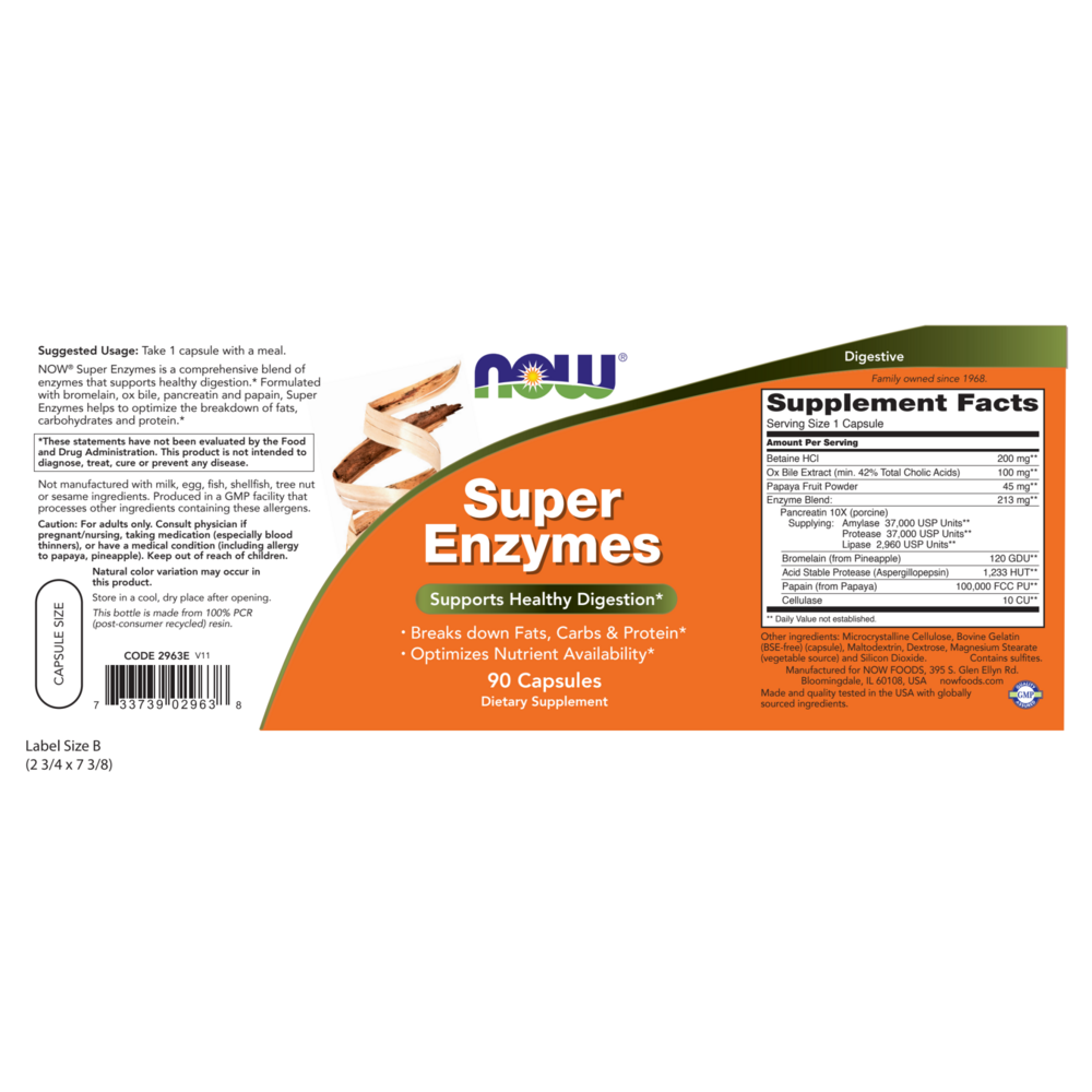 NOW Foods Super Enzymes Capsules — view 2