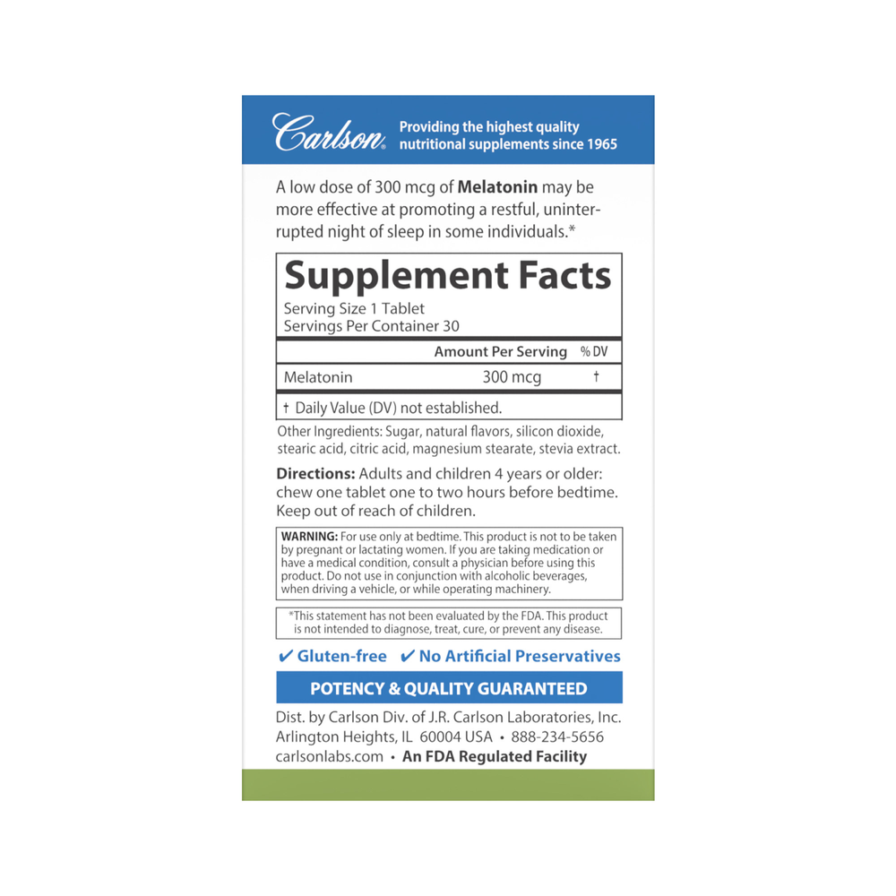 Carlson Labs Melatonin - 300 mcg — view 2