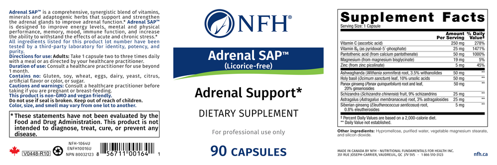 Nutritional Fundamentals for Health Adrenal SAP (Licorice Free) — view 2