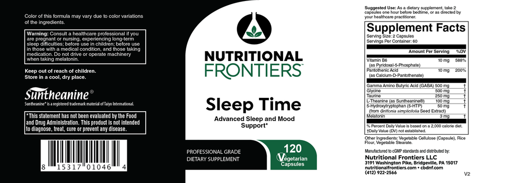 Nutritional Frontiers Sleep Time — view 2