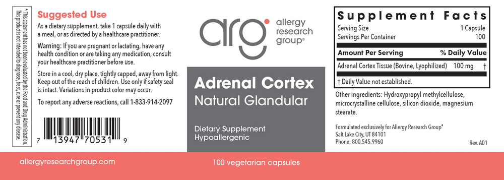 Allergy Research Group Adrenal Cortex Natural Glandular — view 2