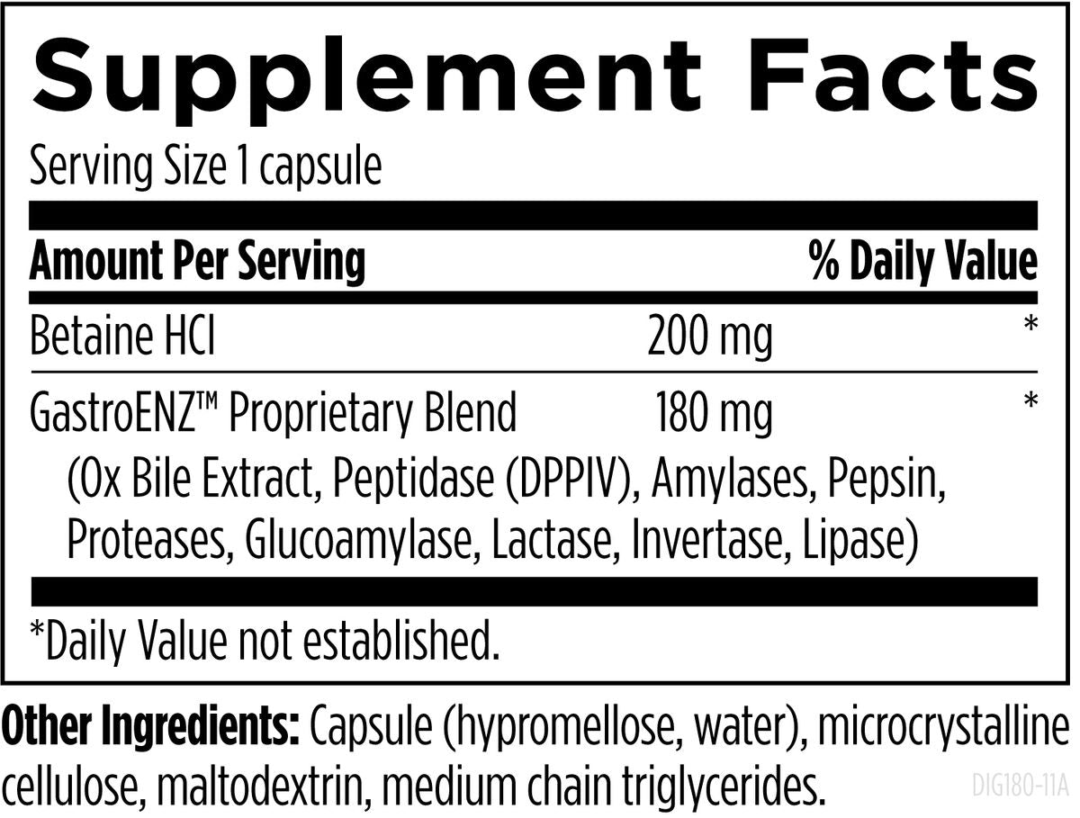 Digestzymes™ 180 capsules supplement facts image