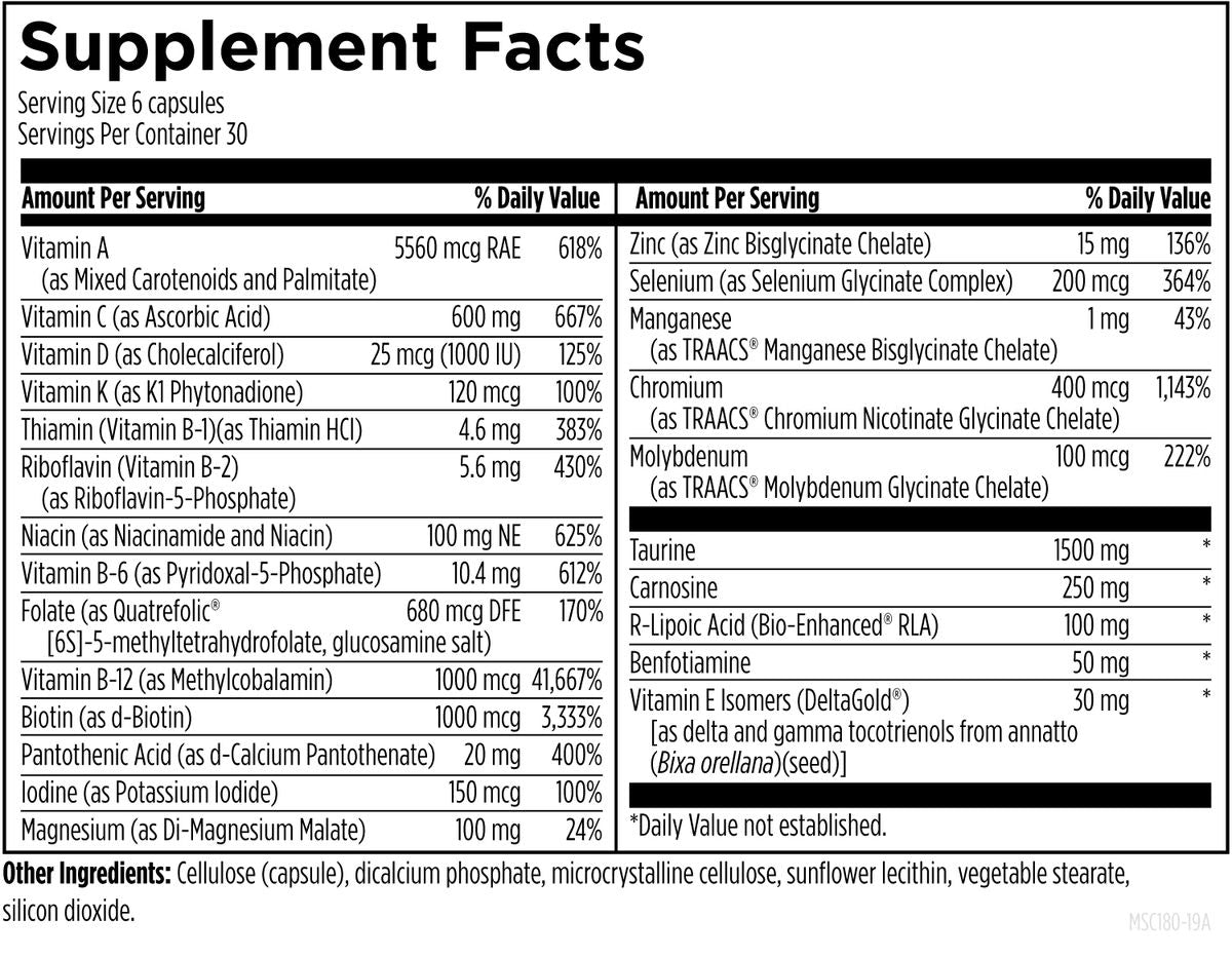 Metabolic Synergy™ 180 capsules supplement facts image