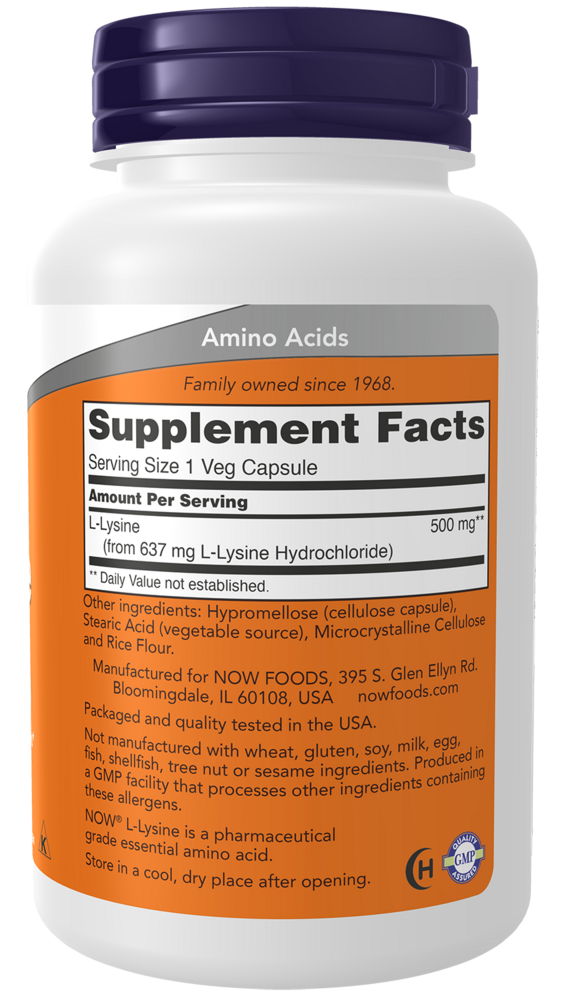 NOW Foods L-Lysine 500mg — view 3