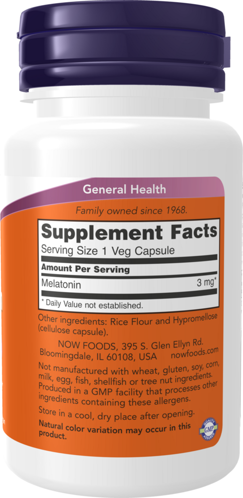 NOW Foods Melatonin 3mg — view 3