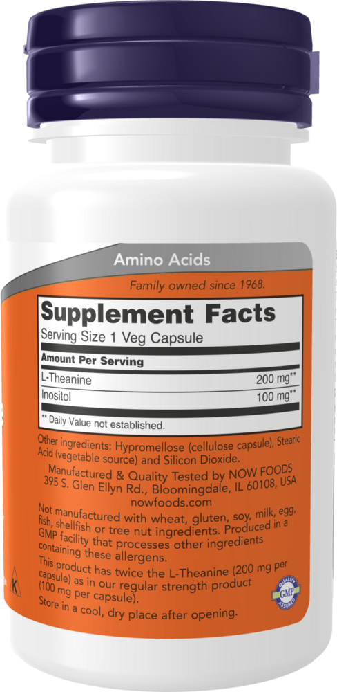 NOW Foods L-Theanine 200mg — view 3