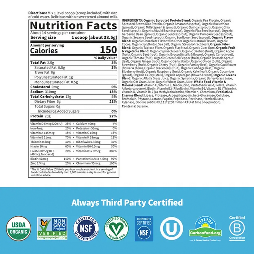 Garden of Life Raw Organic Meal Plant-Based Chocolate Flavor — view 3