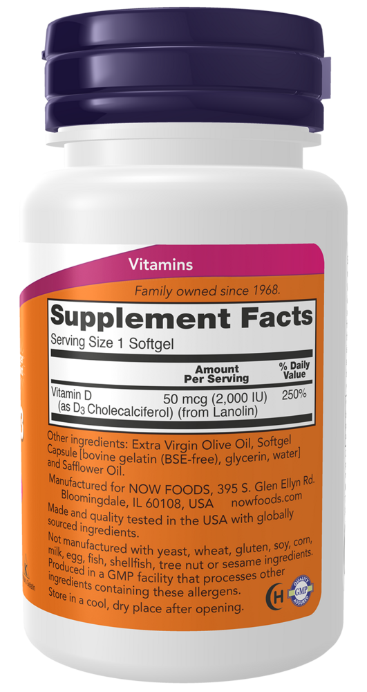 NOW Foods Vitamin D-3 2,000IU — view 3