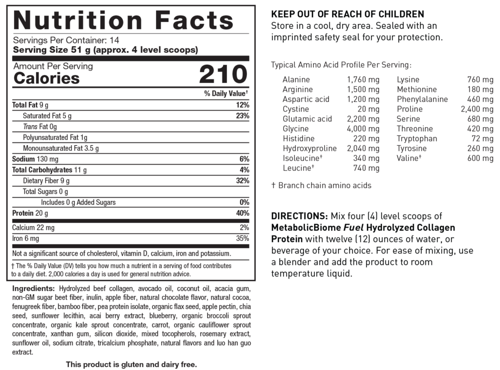 Biotics Research MetabolicBiome Fuel Hydrolyzed Collagen Protein, Chocolate — view 3
