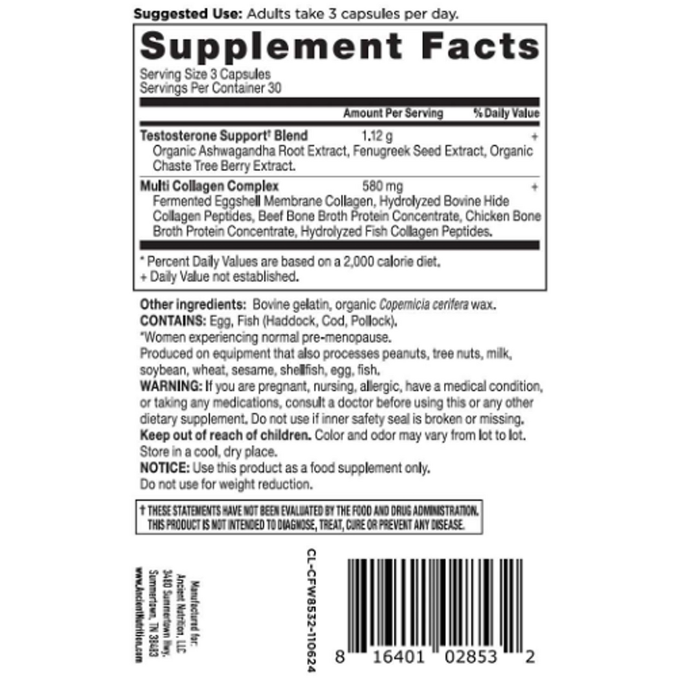 Ancient Nutrition Testosterone Support for Women + Collagen — view 3