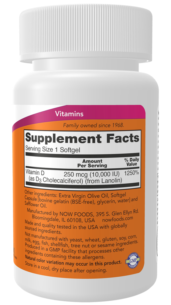 NOW Foods Vitamin D-3 10,000IU — view 3