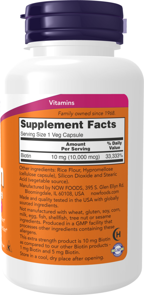 NOW Foods Biotin 10mg (10,000mcg) — view 3