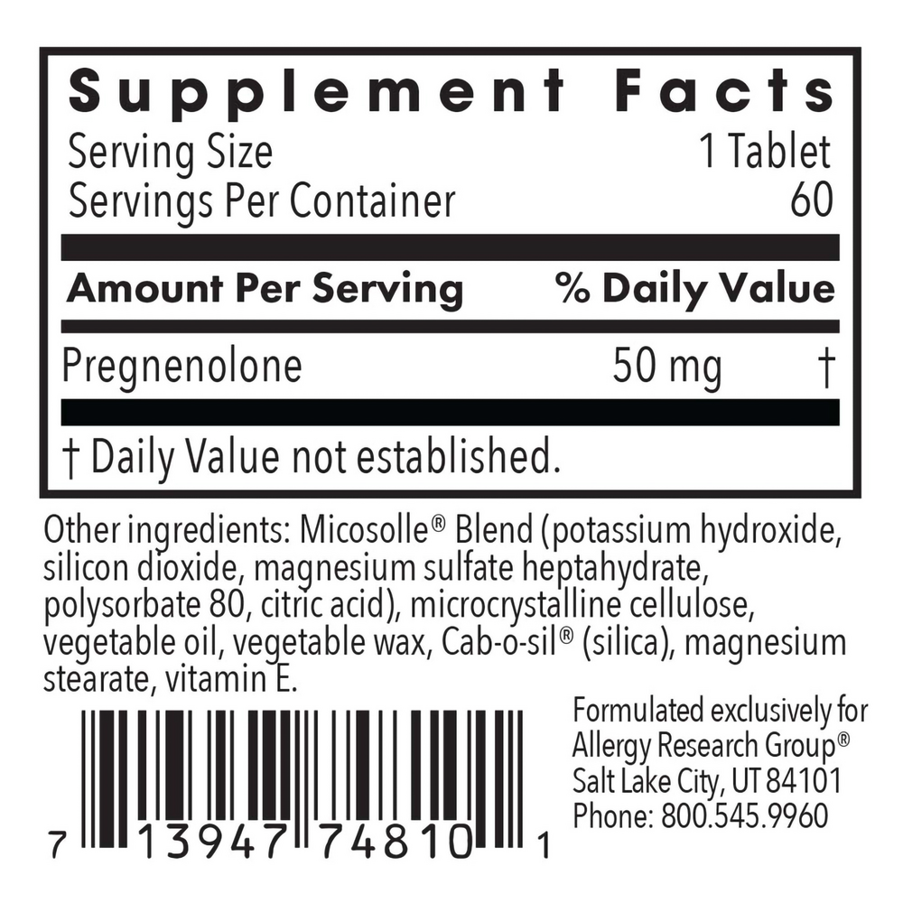 Allergy Research Group Pregnenolone 50mg Micronized Lipid Matrix — view 3
