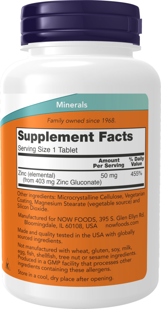 NOW Foods Zinc 50mg — view 3
