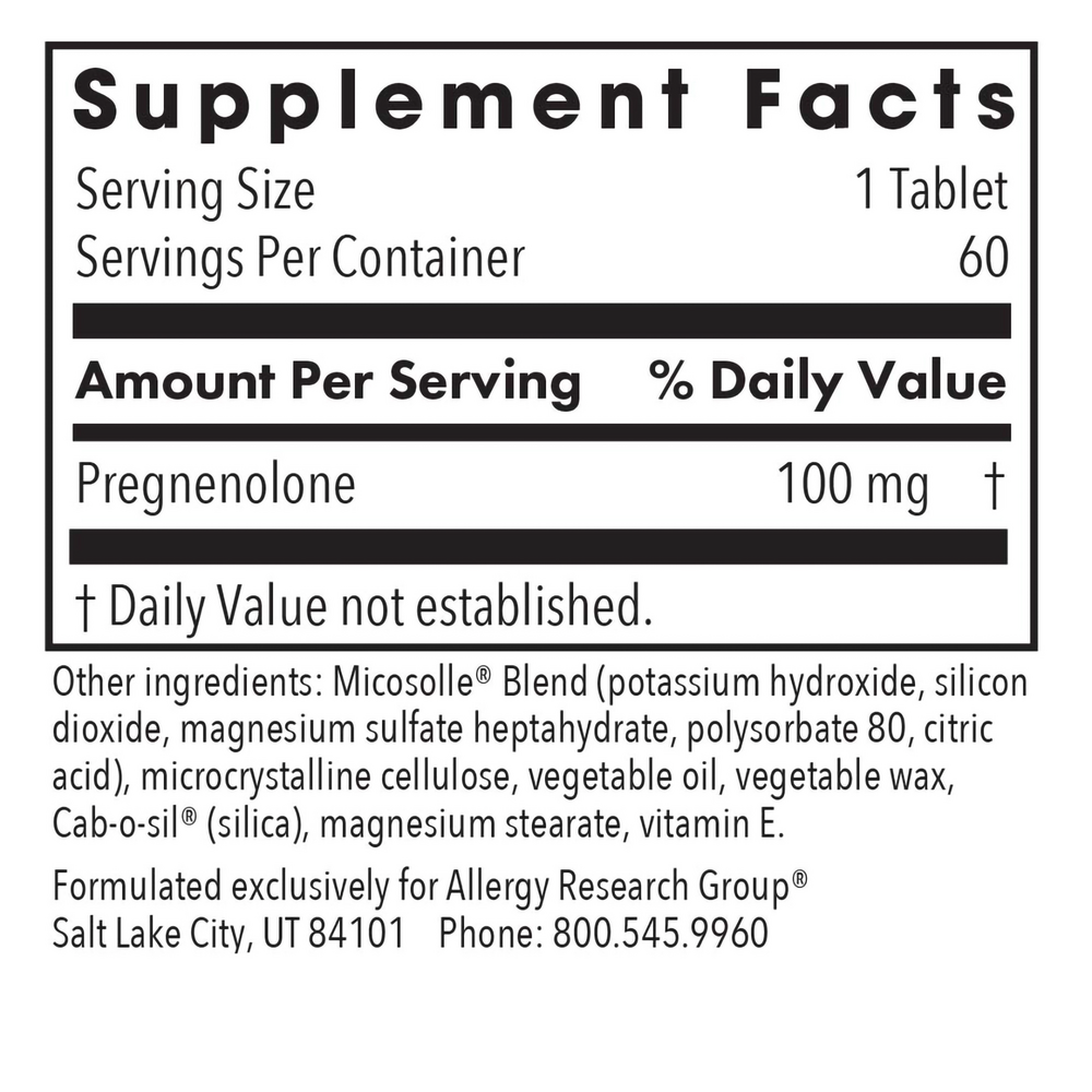 Allergy Research Group Pregnenolone 100 Hormone Support — view 3
