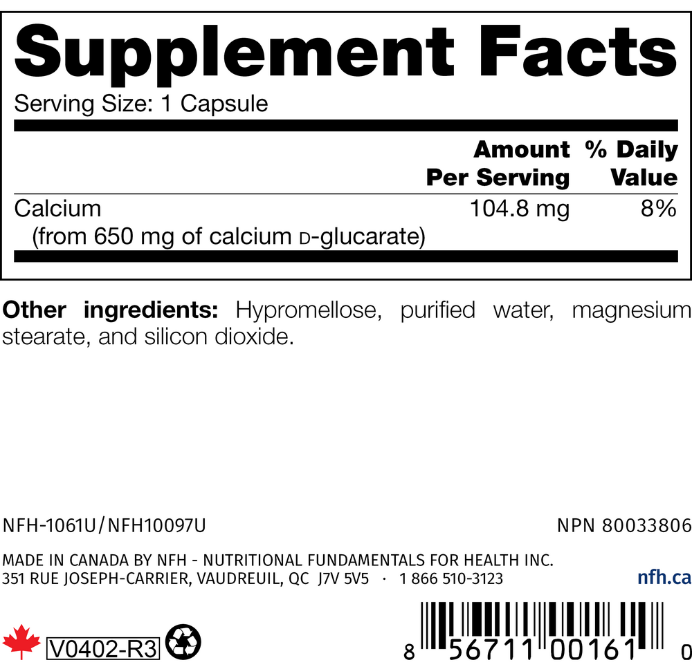 Nutritional Fundamentals for Health Calcium d-Glucarate SAP — view 3
