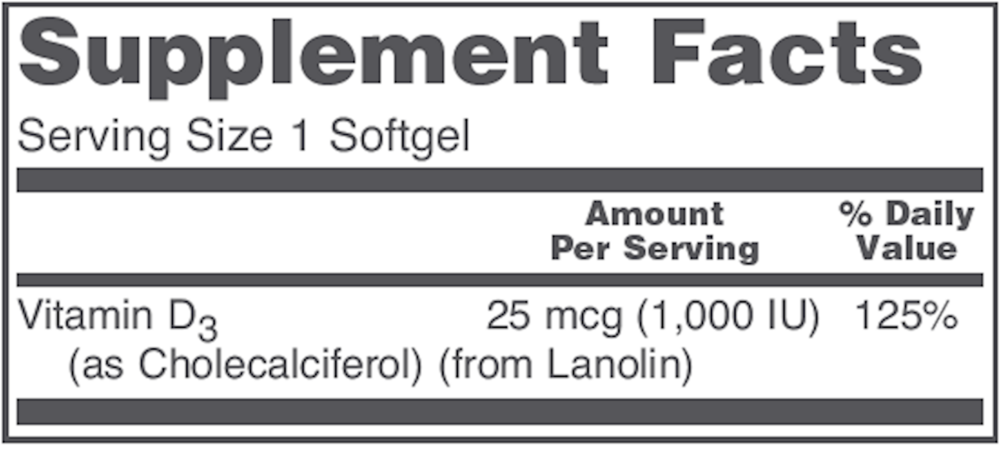 Protocol for Life Balance Vitamin D3 1,000IU — view 3
