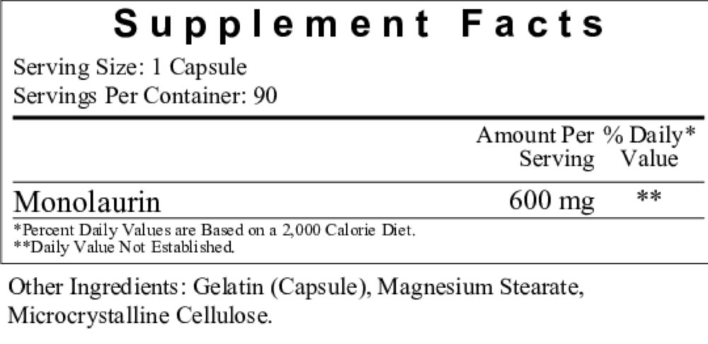 Ecological Formulas/Cardiovascular Research Monolaurin 600mg — view 3