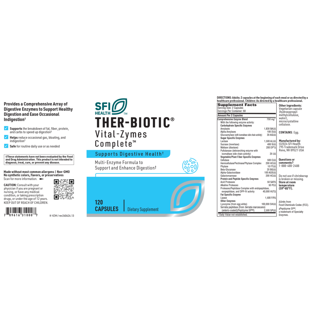 Klaire Labs/SFI Health Ther-Biotic® Vital-Zymes™ (Complete) — view 3