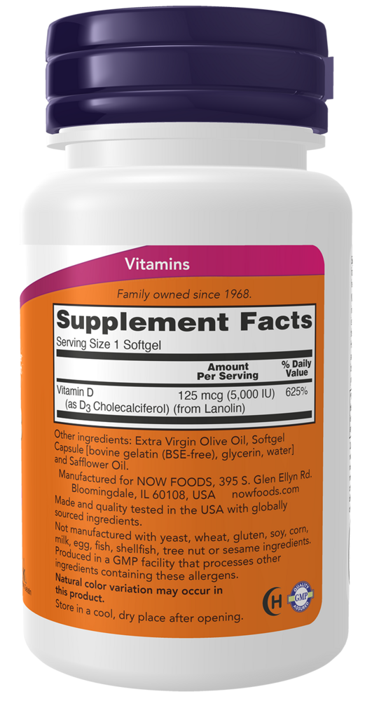 NOW Foods Vitamin D-3 5,000IU — view 3