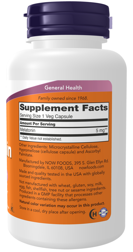 NOW Foods Melatonin 5mg — view 3