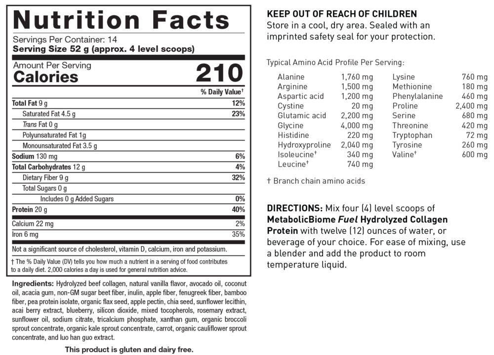 Biotics Research MetabolicBiome Fuel Hydrolyzed Collagen Protein, Vanilla — view 3