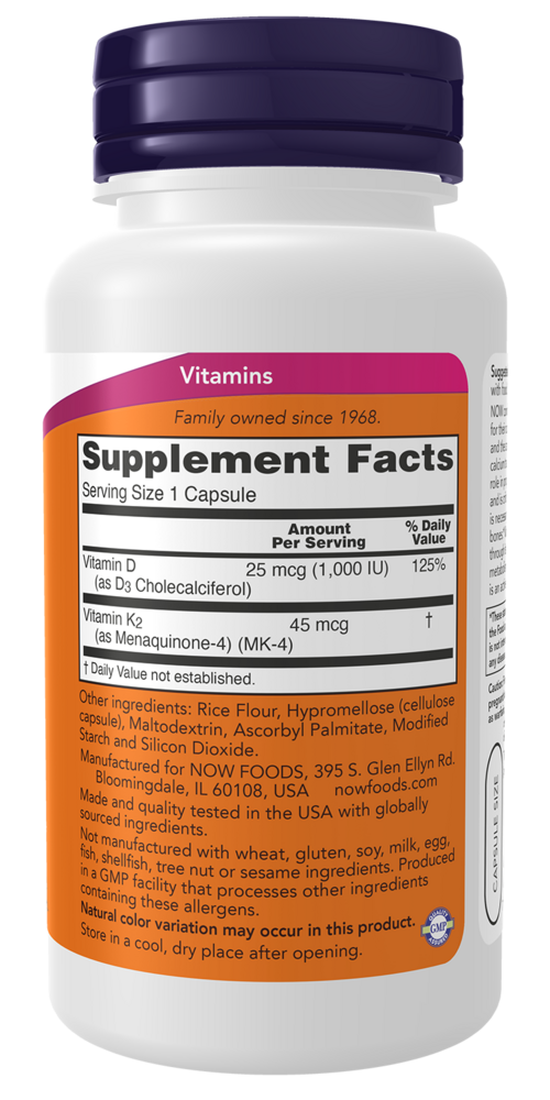 NOW Foods Vitamin D-3 & K-2 — view 3