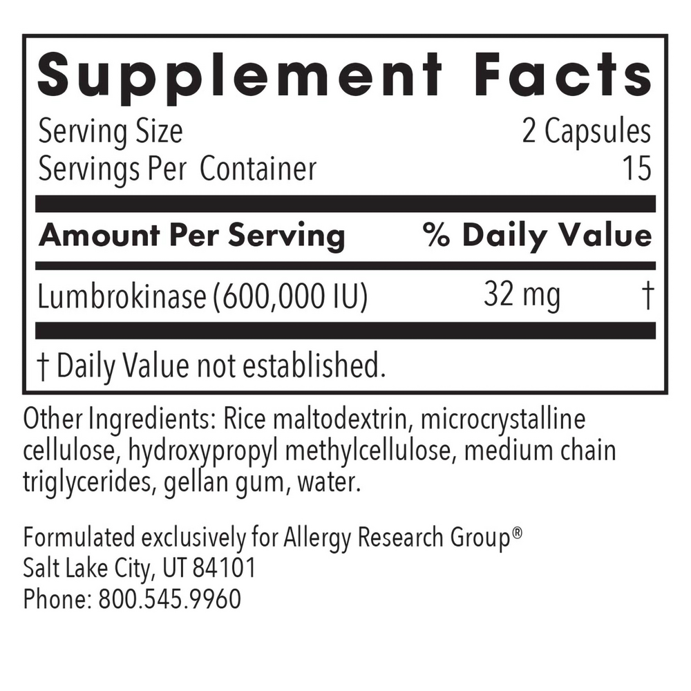 Allergy Research Group Lumbrokinase Circulatory Systemic Enzymes — view 3