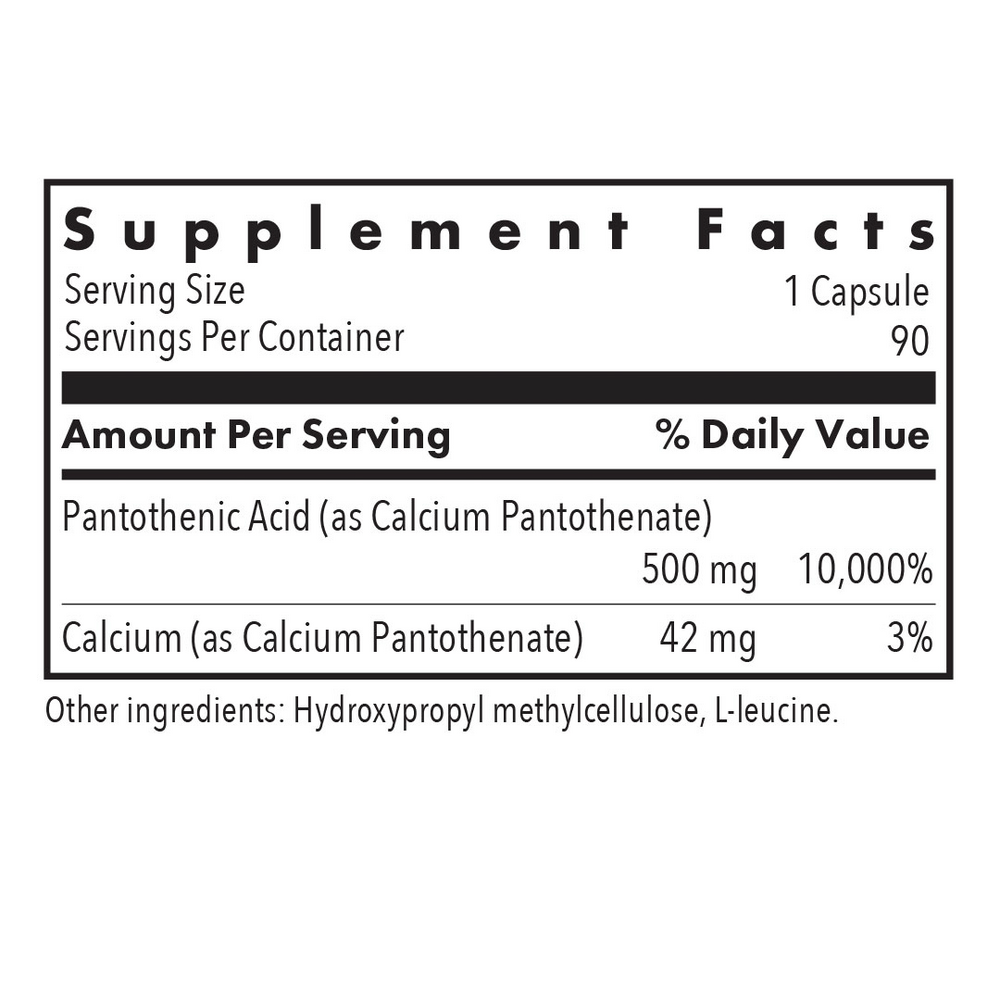 Allergy Research Group Pantothenic Acid — view 3