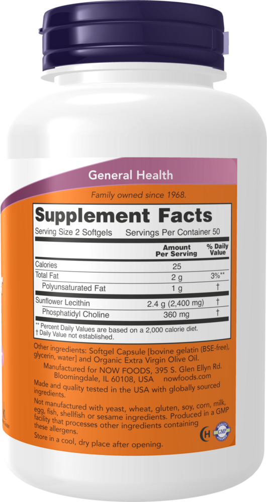 NOW Foods Sunflower Lecithin 1200mg — view 3