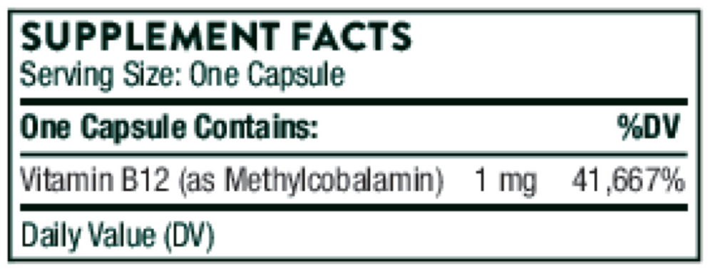 Thorne Vitamin B12 (formerly known as Methylcobalamin) — view 3