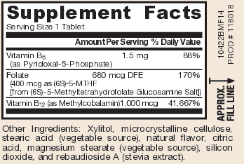 Jarrow Formulas Methyl B-12 & Methyl Folate Lemon — view 3